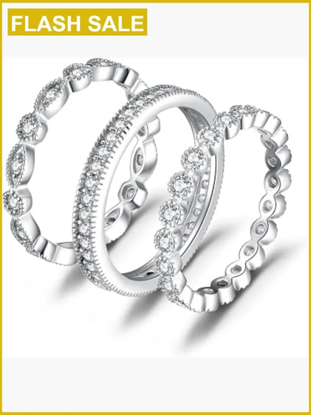 14K Gold Plated Sterling Silver Stackable Wedding Band Ring Set Size 9